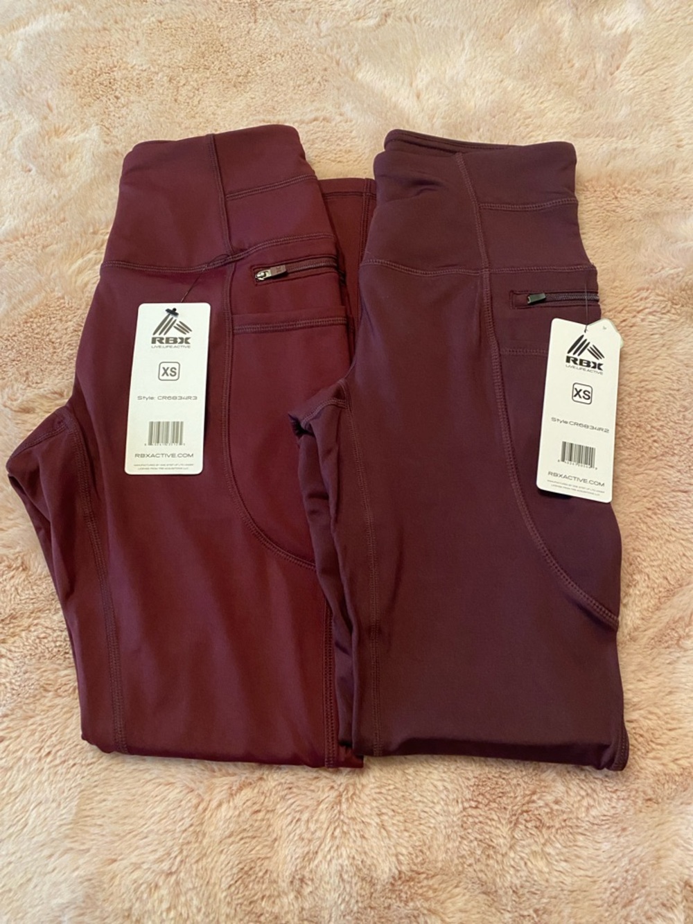 RBX Women’s Bundle  Burgundy/Plum Pair of Athletic Leggings - XS